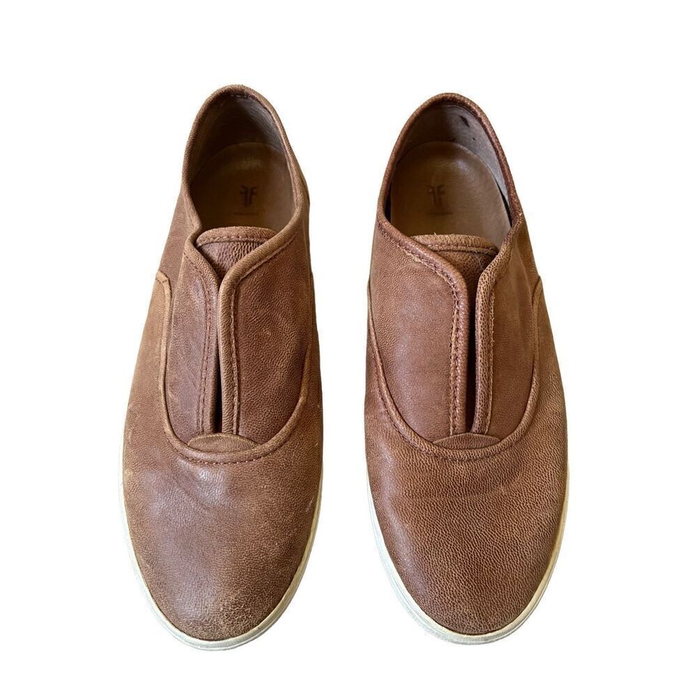 Frye Womens Maya Sneakers Shoes Brown Low Top Leather Slip On 8.5